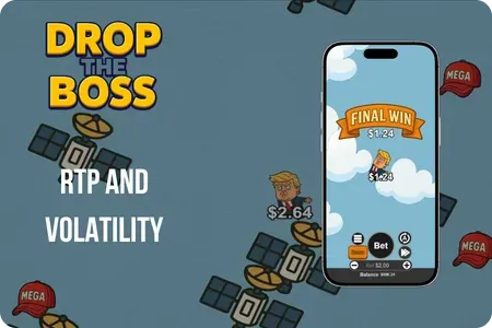 Drop The Boss RTP 96.75 percent UK gameplay screen with multipliers 
during Boss descent
